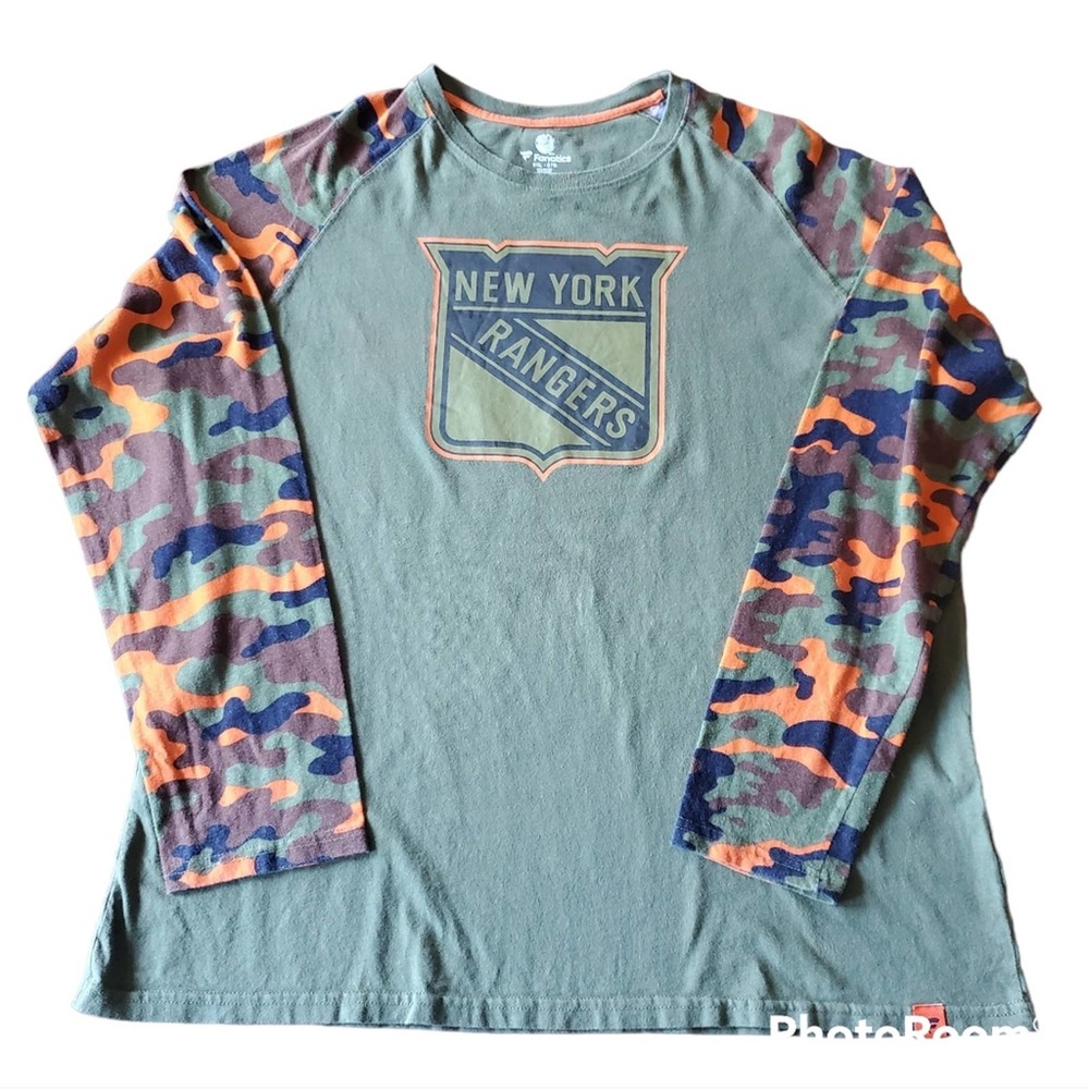 Fanatics NY Rangers NHL Long Sleeve Camouflage Shirt, Size 2XL